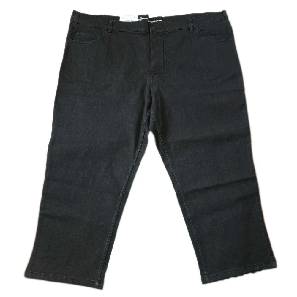 NWT Harbor Bay Men's Black Relaxed Fit Stretch Denim Jeans Big & Tall 54x28 DXL